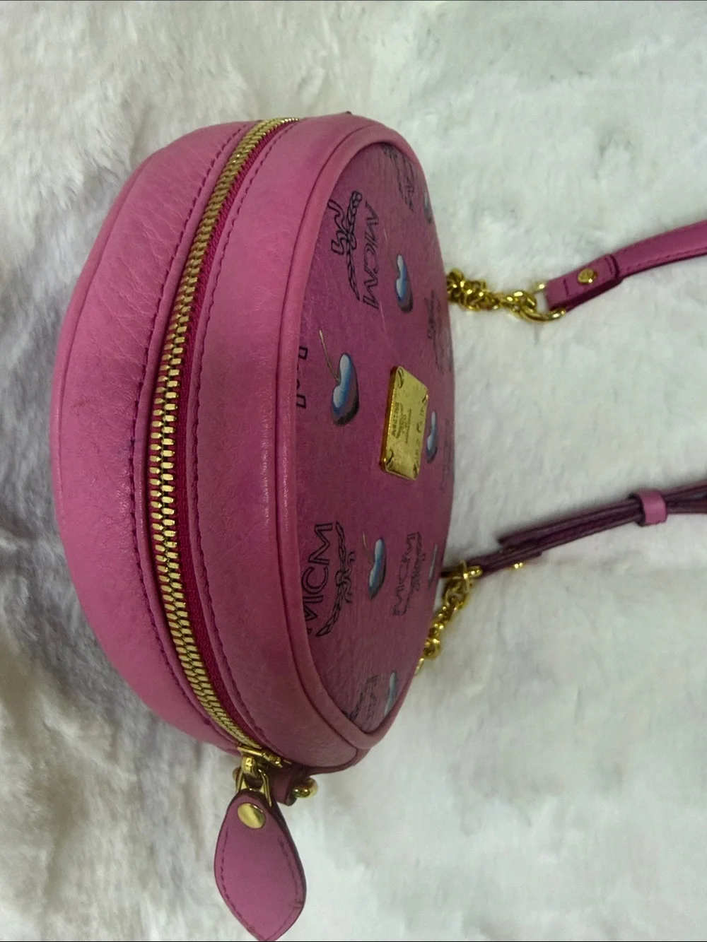 MCM Rare Sweet Pink Tambourine Crossbody Bag